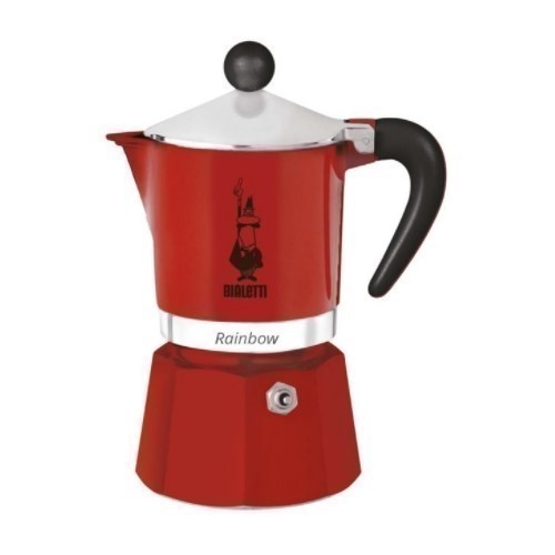CAFETERA BIALETTI RAINBOW 3TZAS ROJA